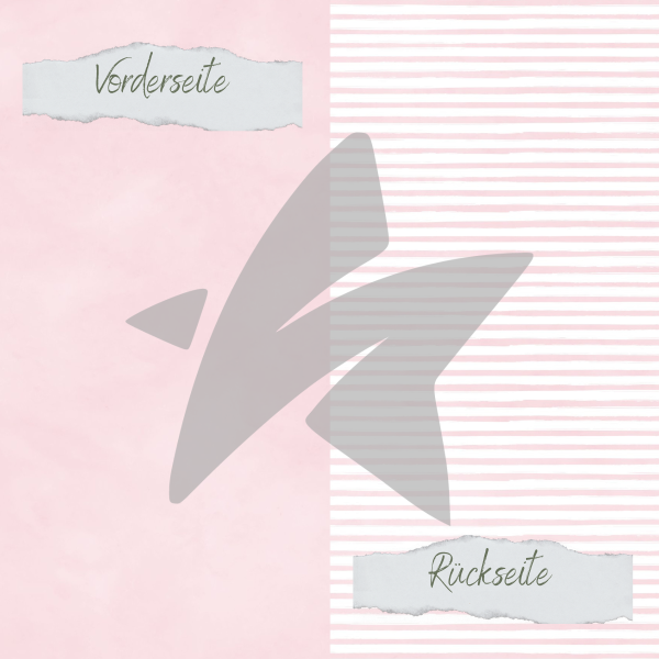 Design paper - Basic - Baby Rosa - Streifen + Uni - Printed on both sides