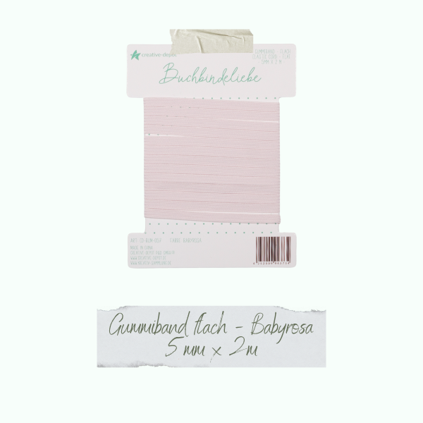 Buchbindeliebe - Gummiband - Babyrosa - flach
