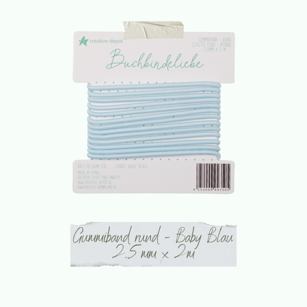 Buchbindeliebe - Gummiband - Baby Blau - rund