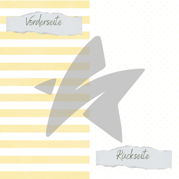 Design paper - Basic - Baby Gelb - Gepunktet + Breite Streifen - Printed on both sides